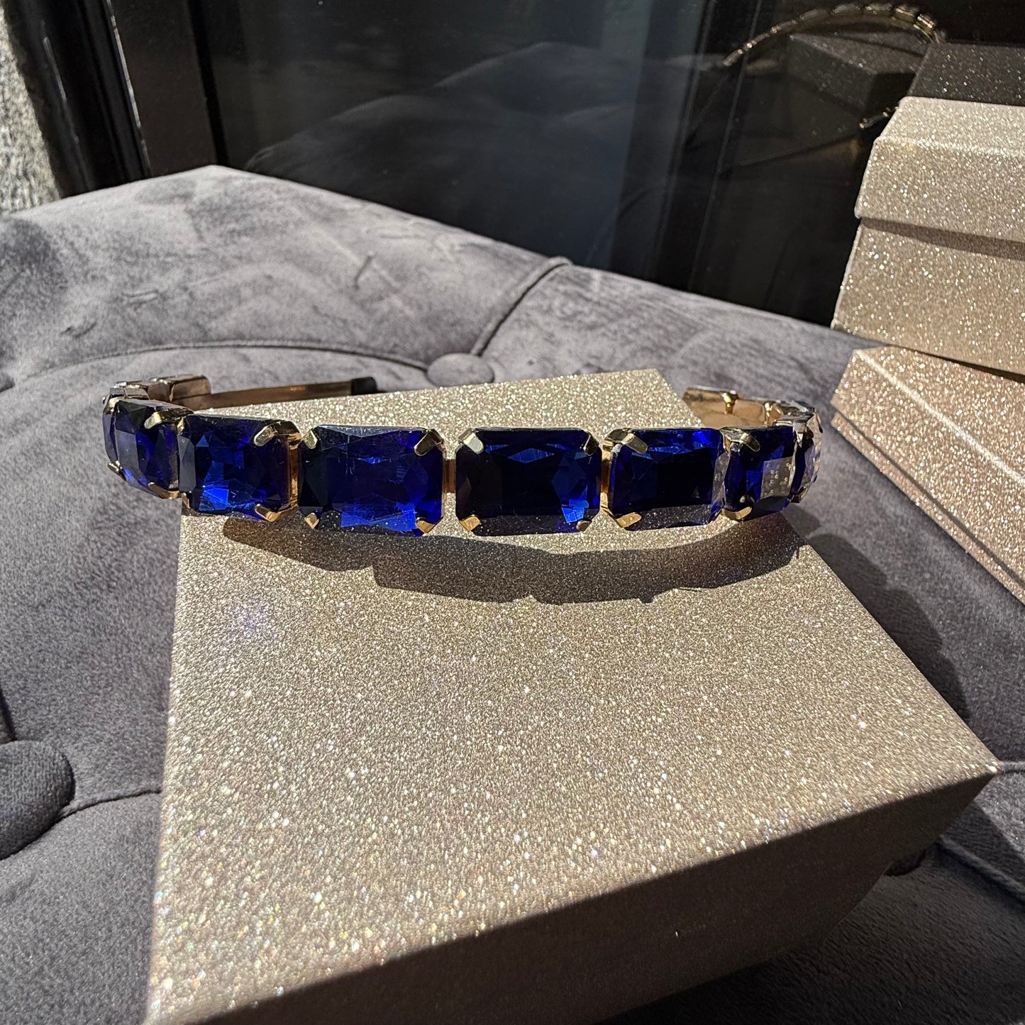 Cerchietto vetro cubik trasparente blu