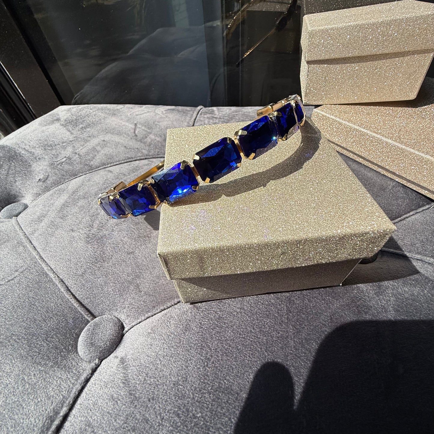 Cerchietto vetro cubik trasparente blu